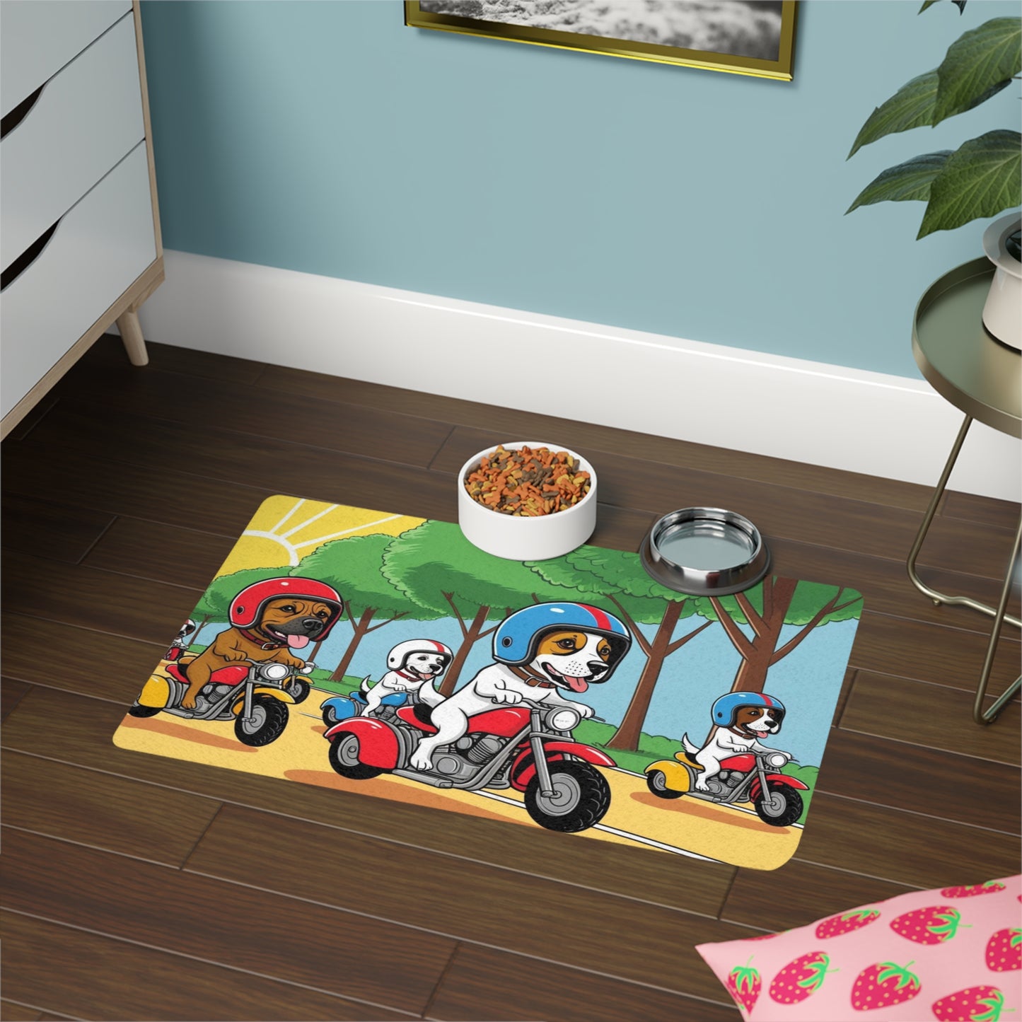 Pet Food Mat (12x18) - Biker Dogs