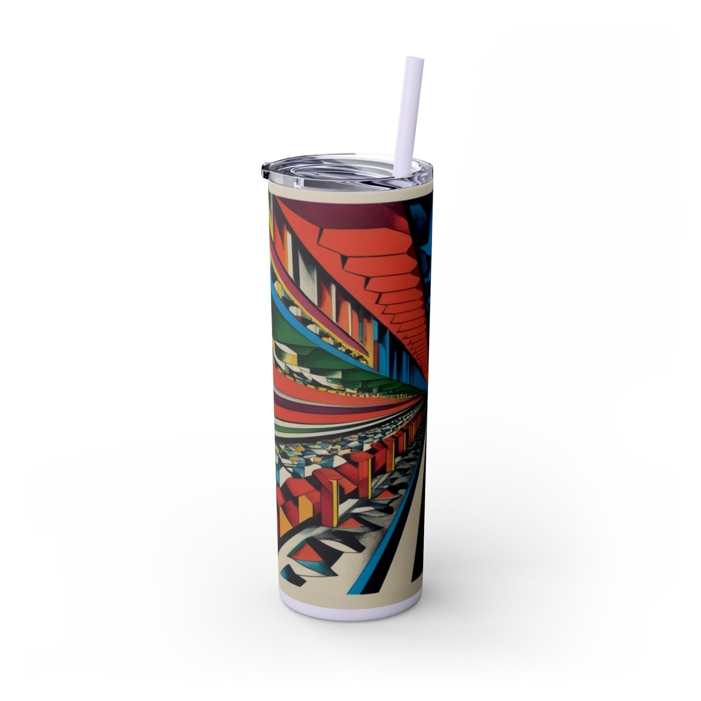 Optical Illusion Skinny Tumbler with Straw, 20oz