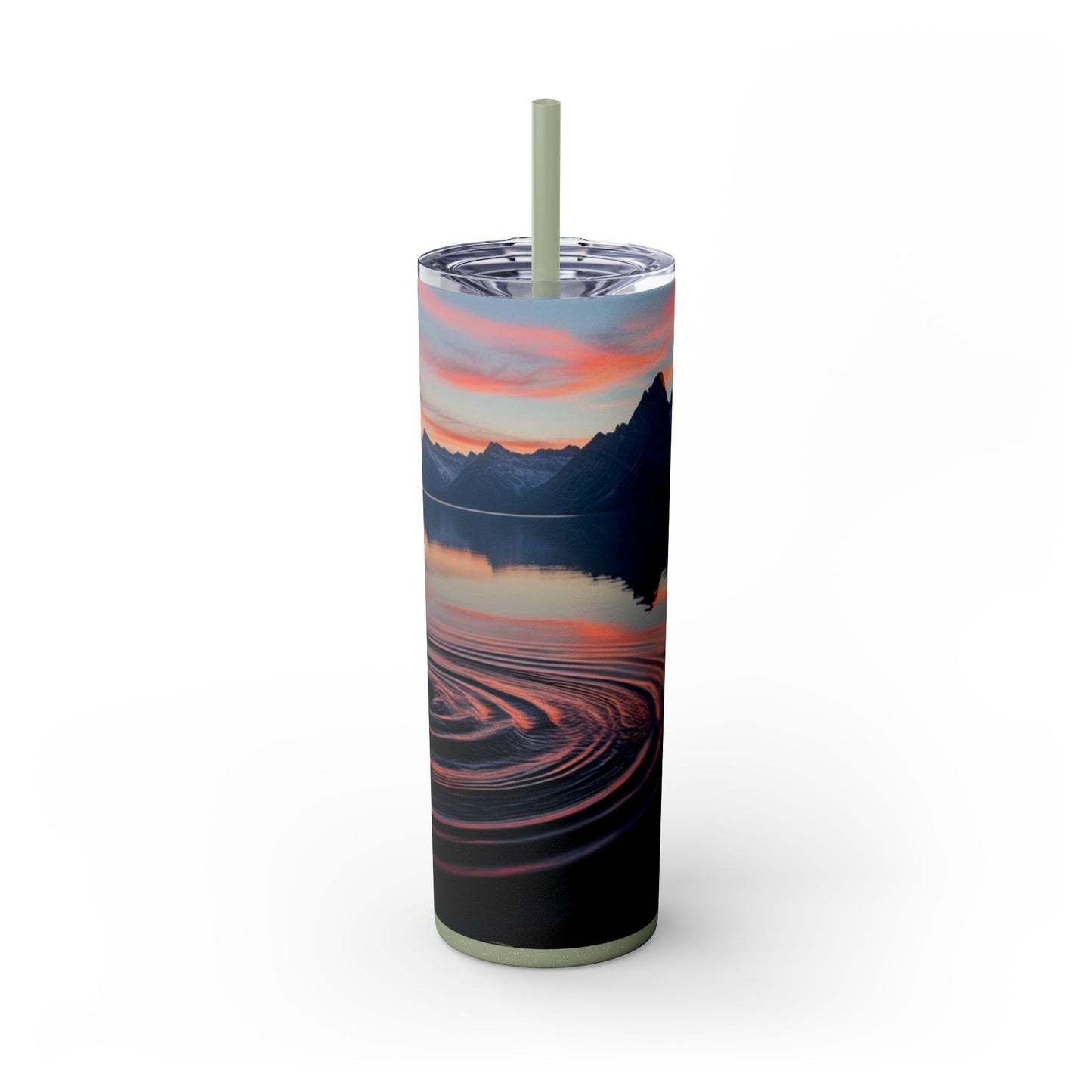 Ripple in a Mountain Lake Skinny Tumbler with Straw, 20oz