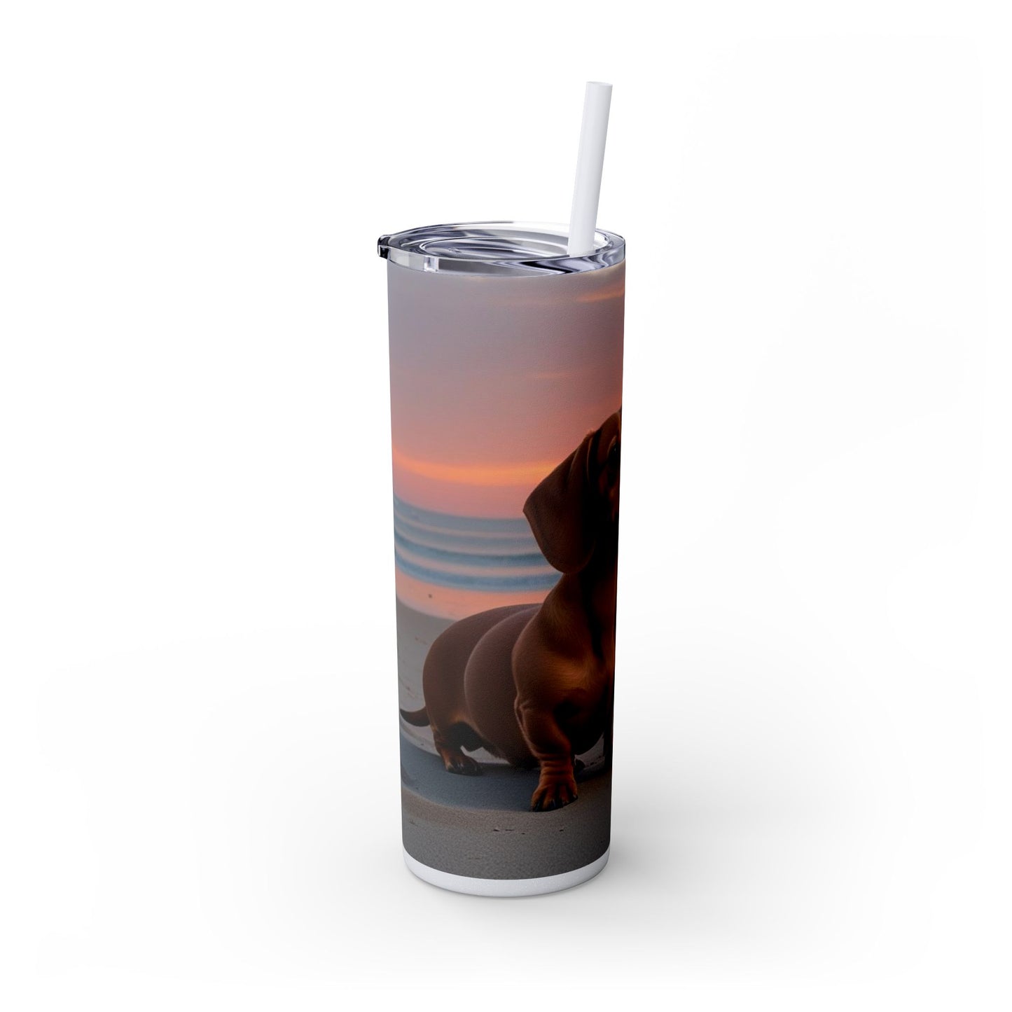 Vaso delgado con pajita Dachshund Love, 20 oz