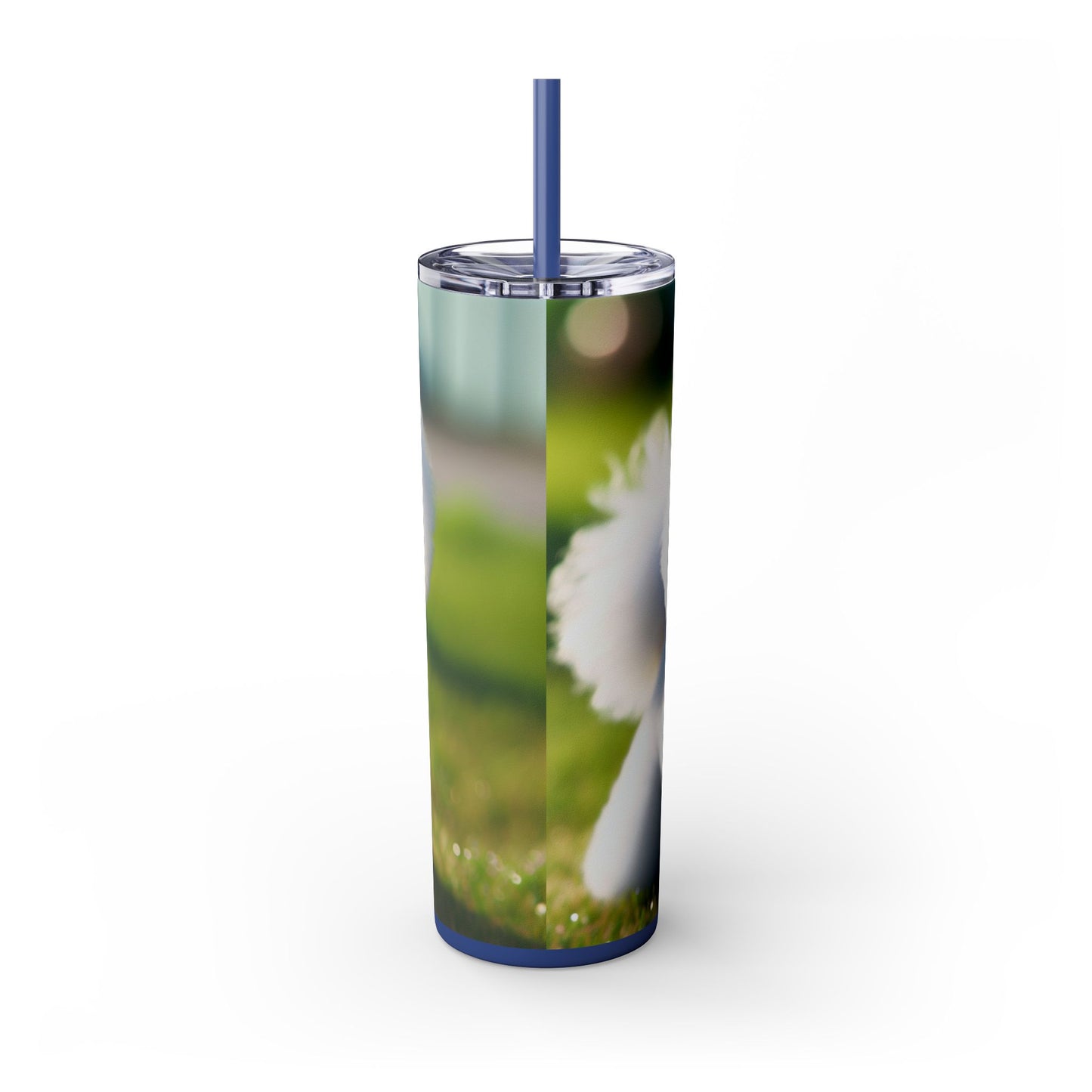 Bichon Frise Skinny Tumbler with Straw, 20oz