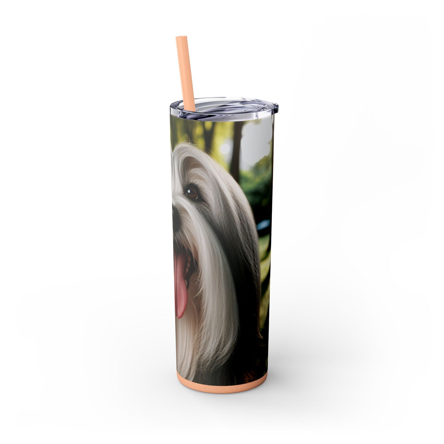 Tibetan Terrier Skinny Tumbler with Straw, 20oz