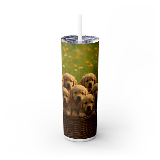 Golden Retriever puppies Tumbler with Straw, 20oz
