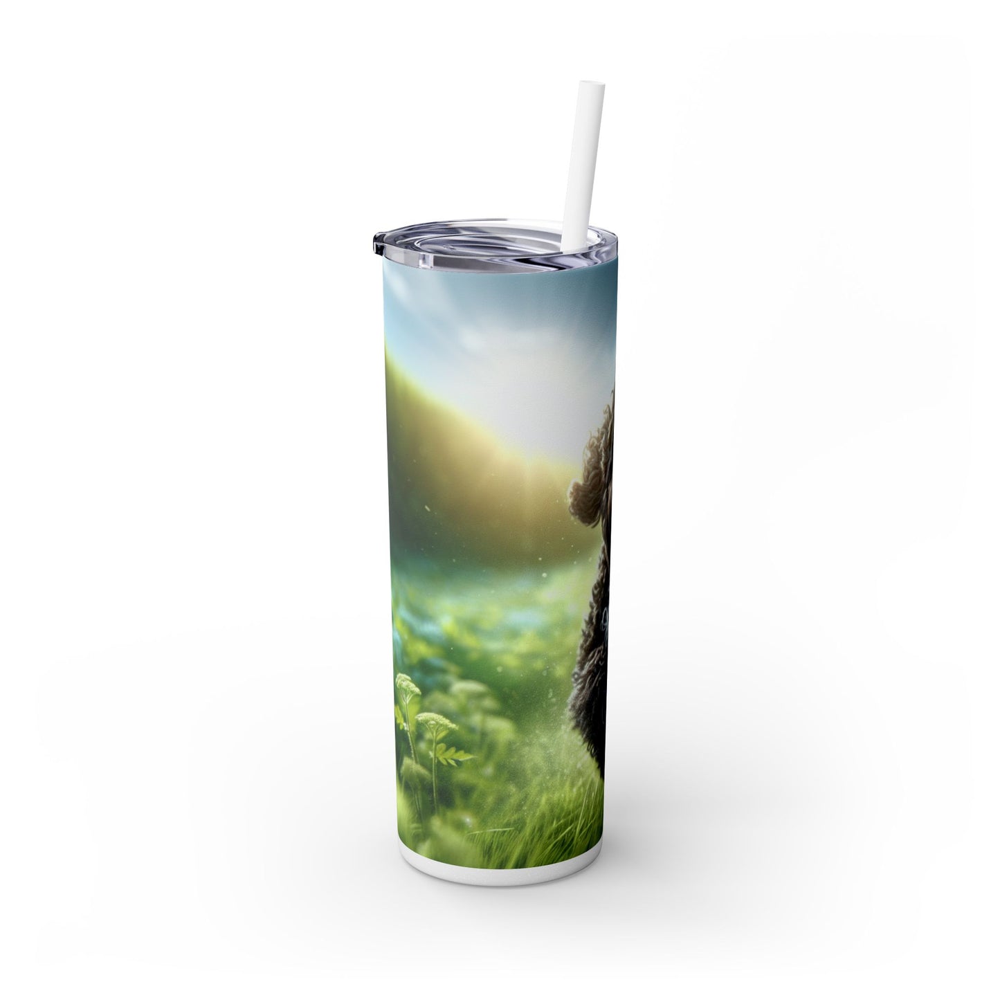 Portuguese Water Dog Skinny Tumbler with Straw, 20oz