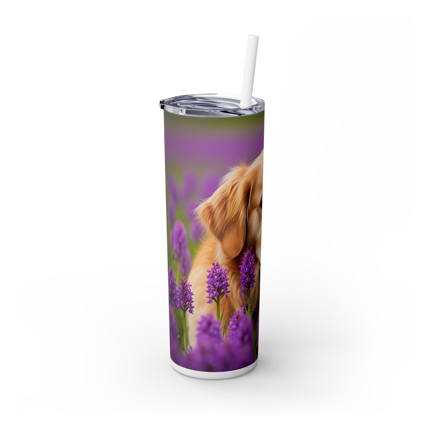 Golden Retriever Skinny Tumbler with Straw, 20oz