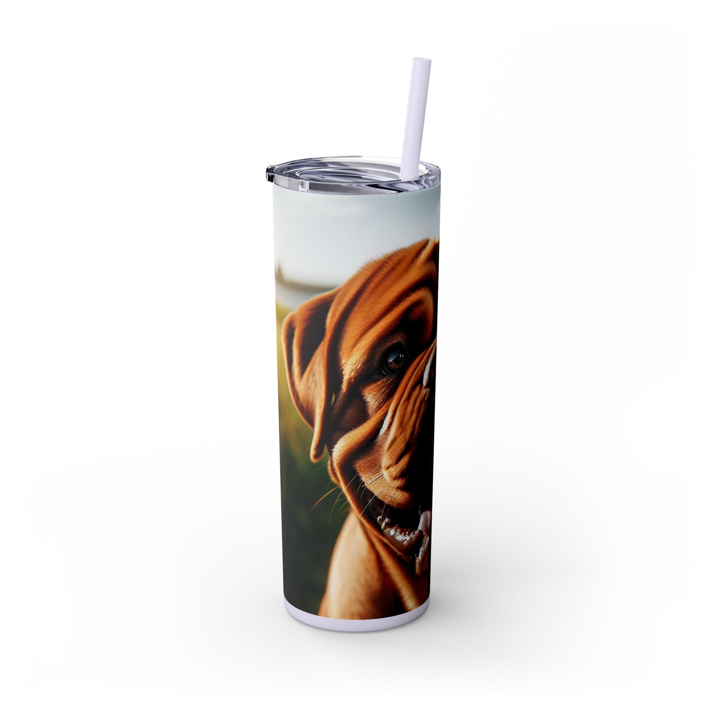 Dogue de Bordeaux Skinny Tumbler with Straw, 20oz