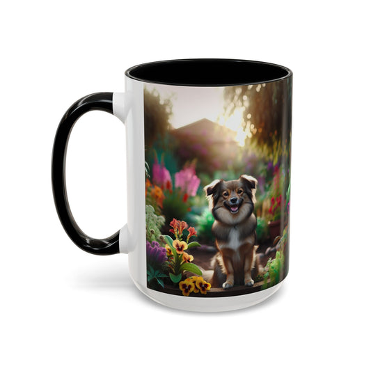 Mug à café péruvien orné d'orchidées incas - Cadeau idéal pour les amoureux des chiens