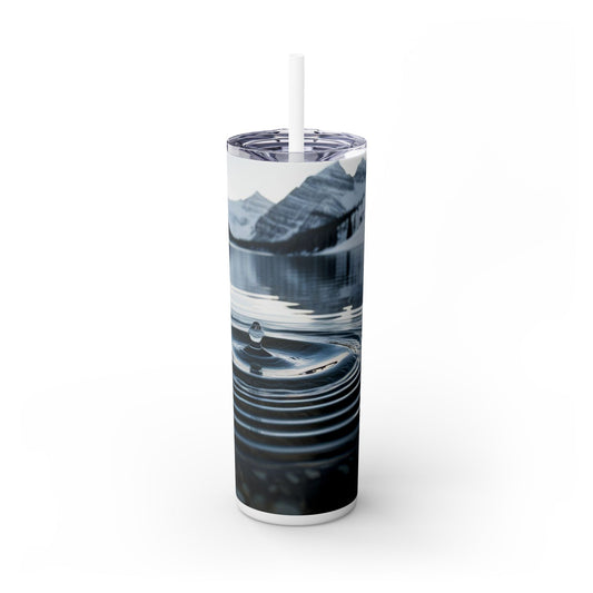 Ripple in a Snowy Mountain Lake Skinny Tumbler with Straw, 20oz