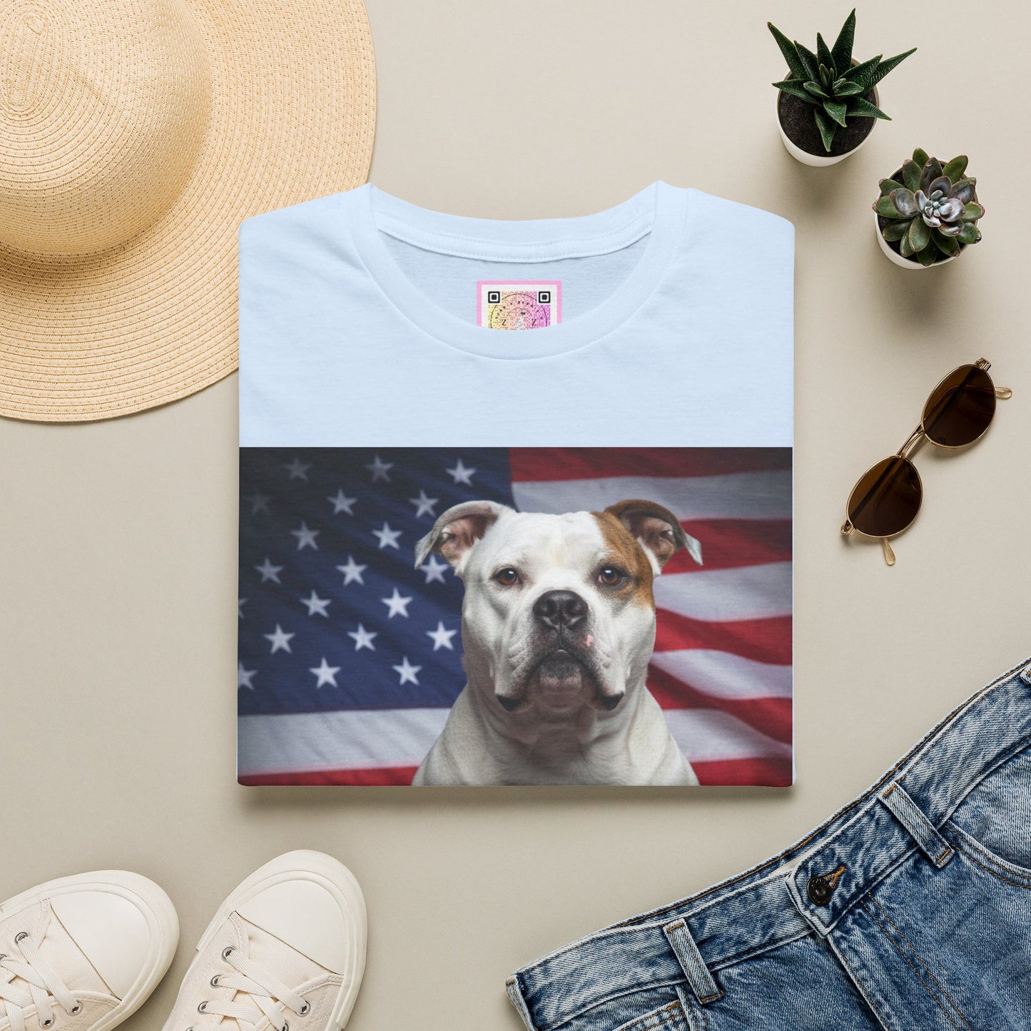 Patriotic T-Shirt — American Flag Dog Tee
