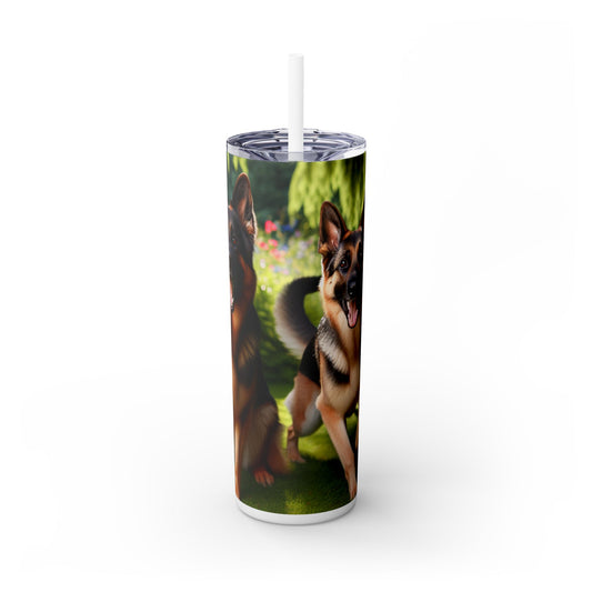 German Shepherd Skinny Tumbler with Straw, 20oz