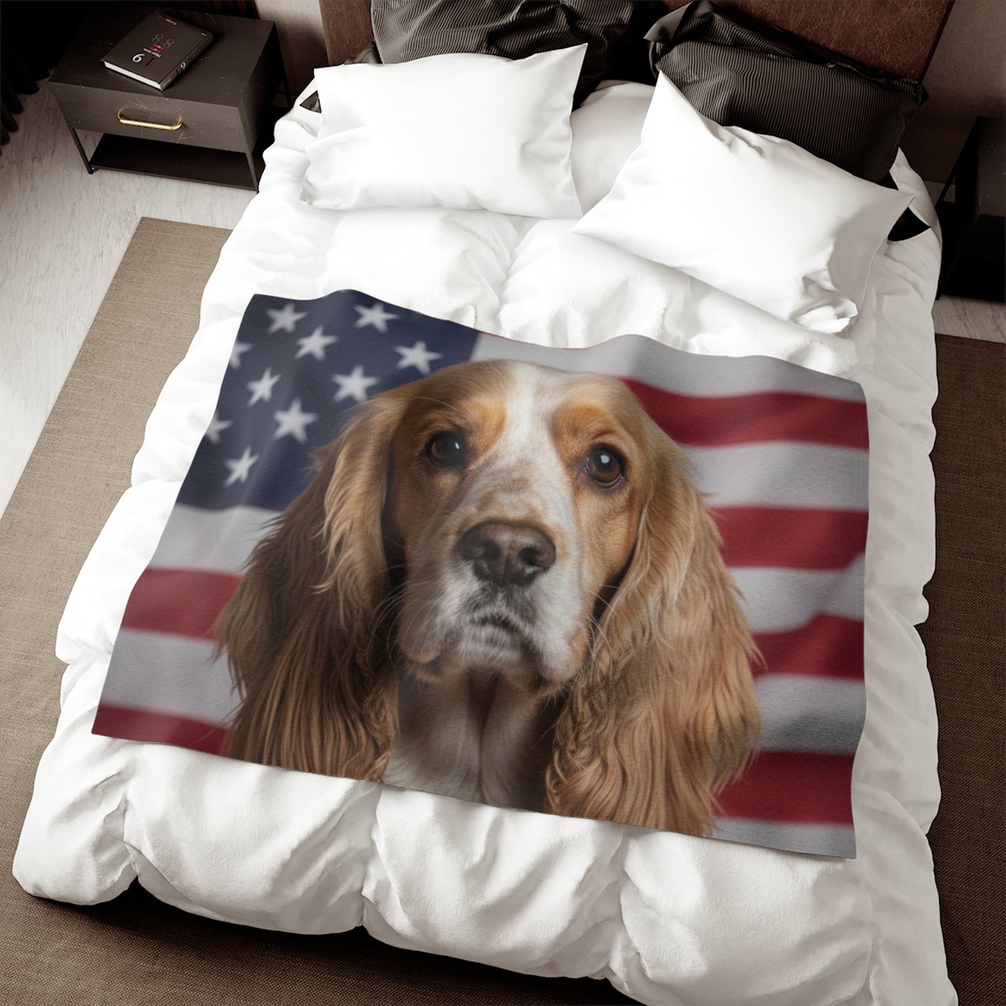 American Cocker Spaniel Patriotic Blanket