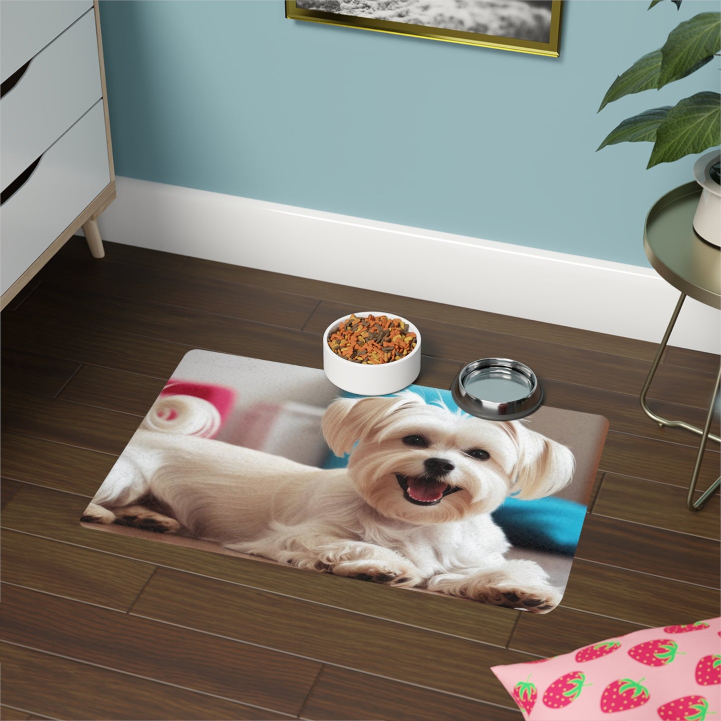 Pet Food Mat (12x18) - Maltese