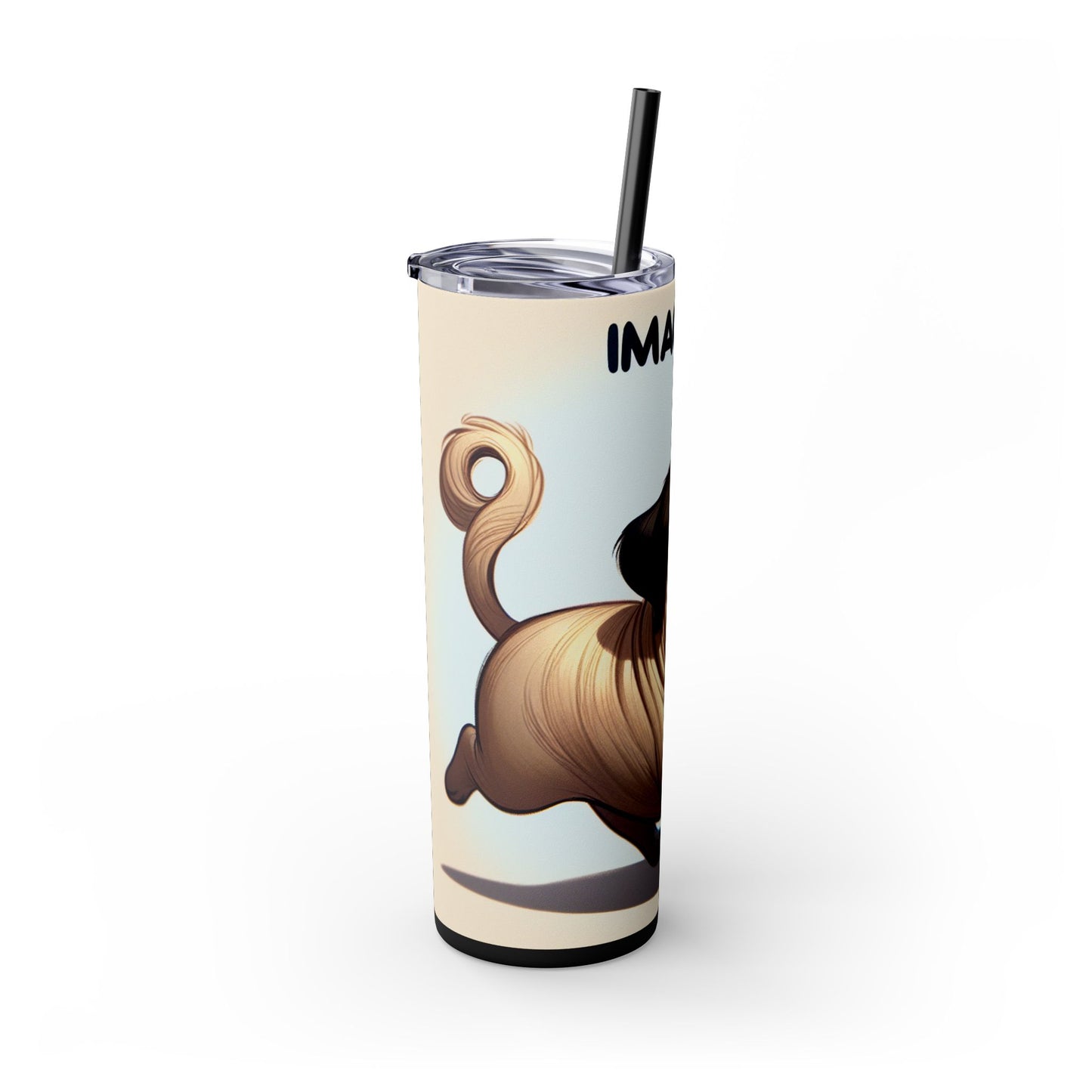 Pug Skinny Tumbler with Straw, 20oz