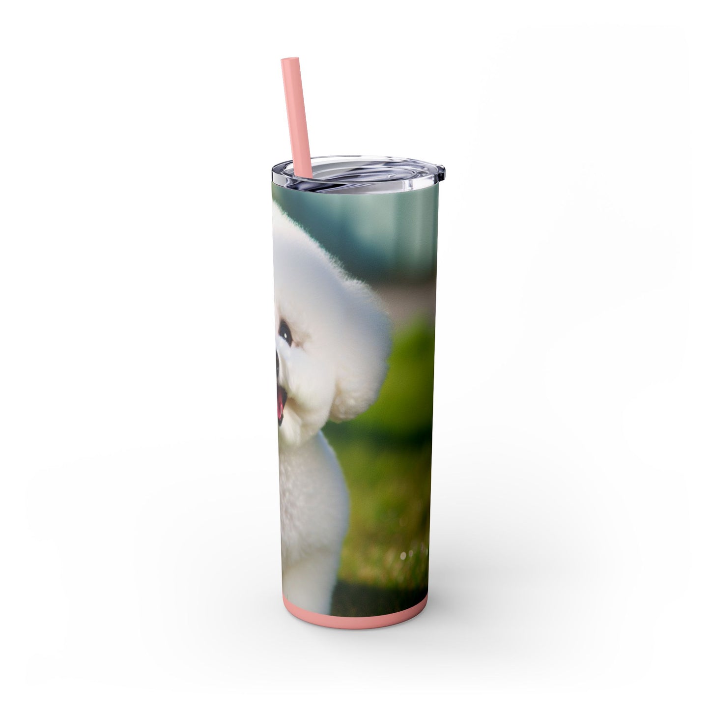 Bichon Frise Skinny Tumbler with Straw, 20oz