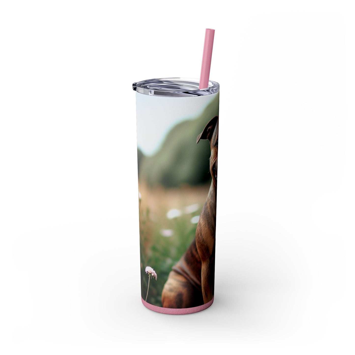 Staffordshire Bull Terrier Skinny Tumbler with Straw, 20oz