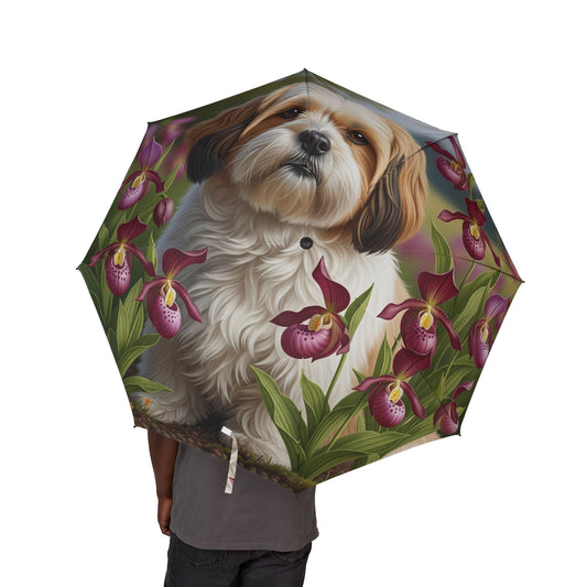 Lhasa Apso Semi-Automatic Foldable Umbrella