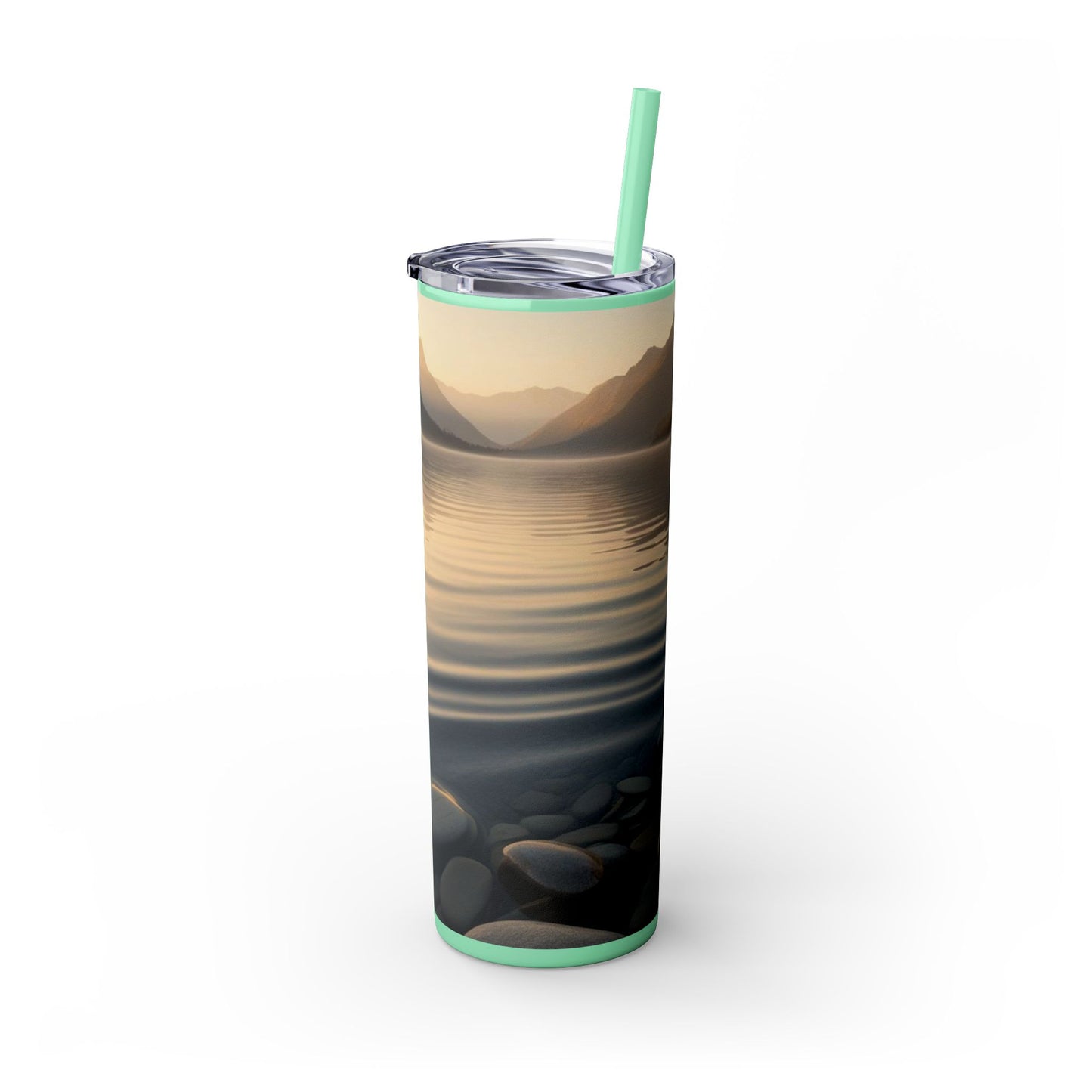 Ripple in a Mountain Lake Skinny Tumbler with Straw, 20oz