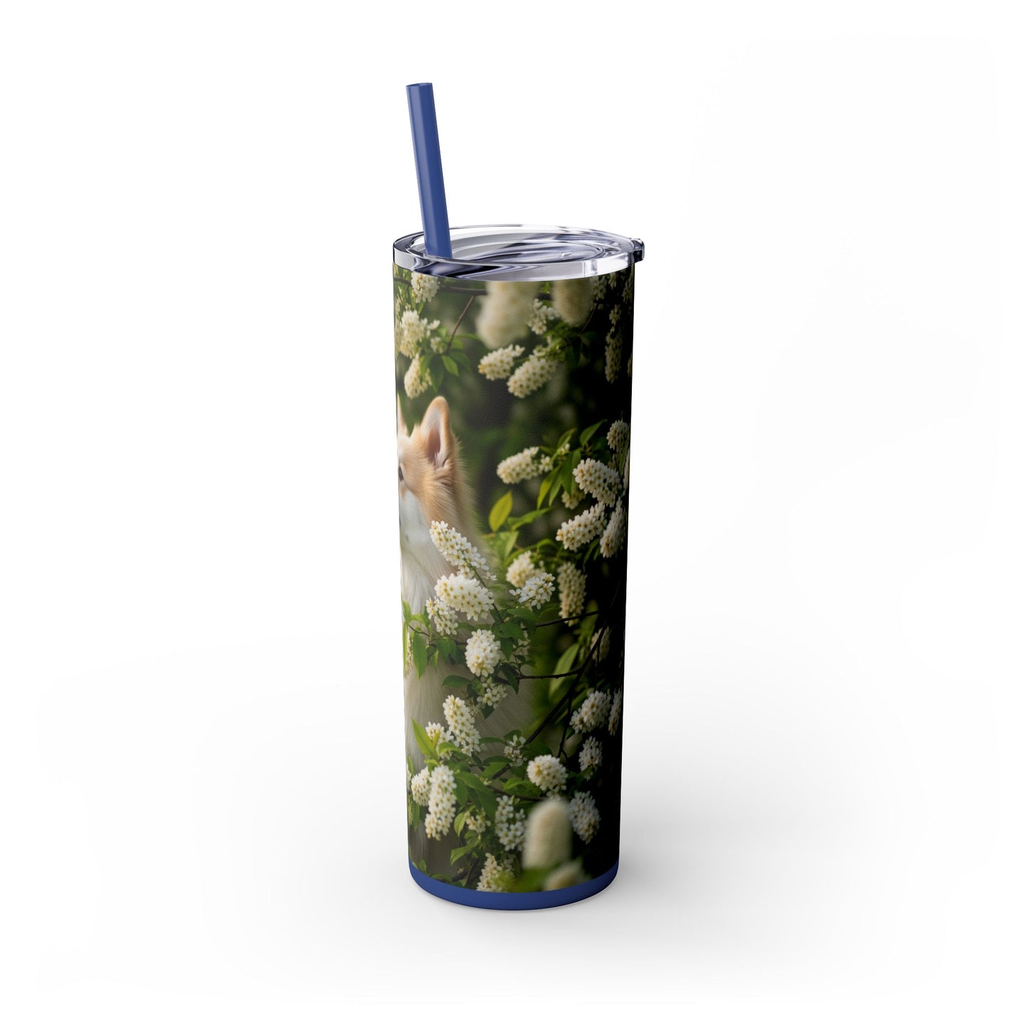 Finnish Spitz Skinny Tumbler with Straw, 20oz