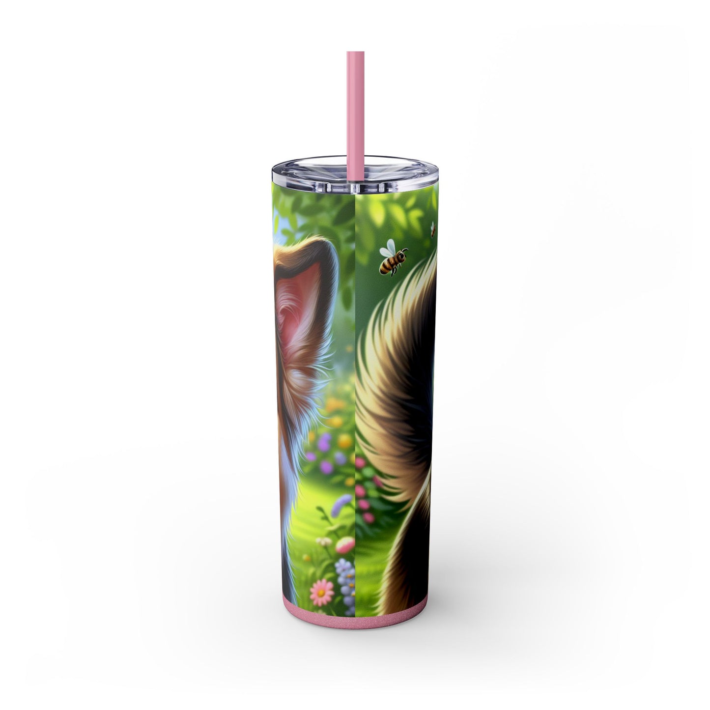German Shepherd Skinny Tumbler with Straw, 20oz