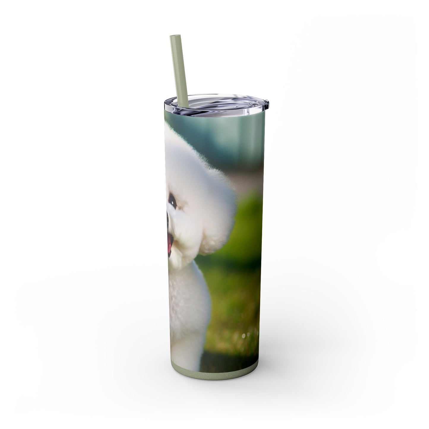 Bichon Frise Skinny Tumbler with Straw, 20oz