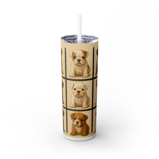 Bulldog puppies Tumbler with Straw, 20oz