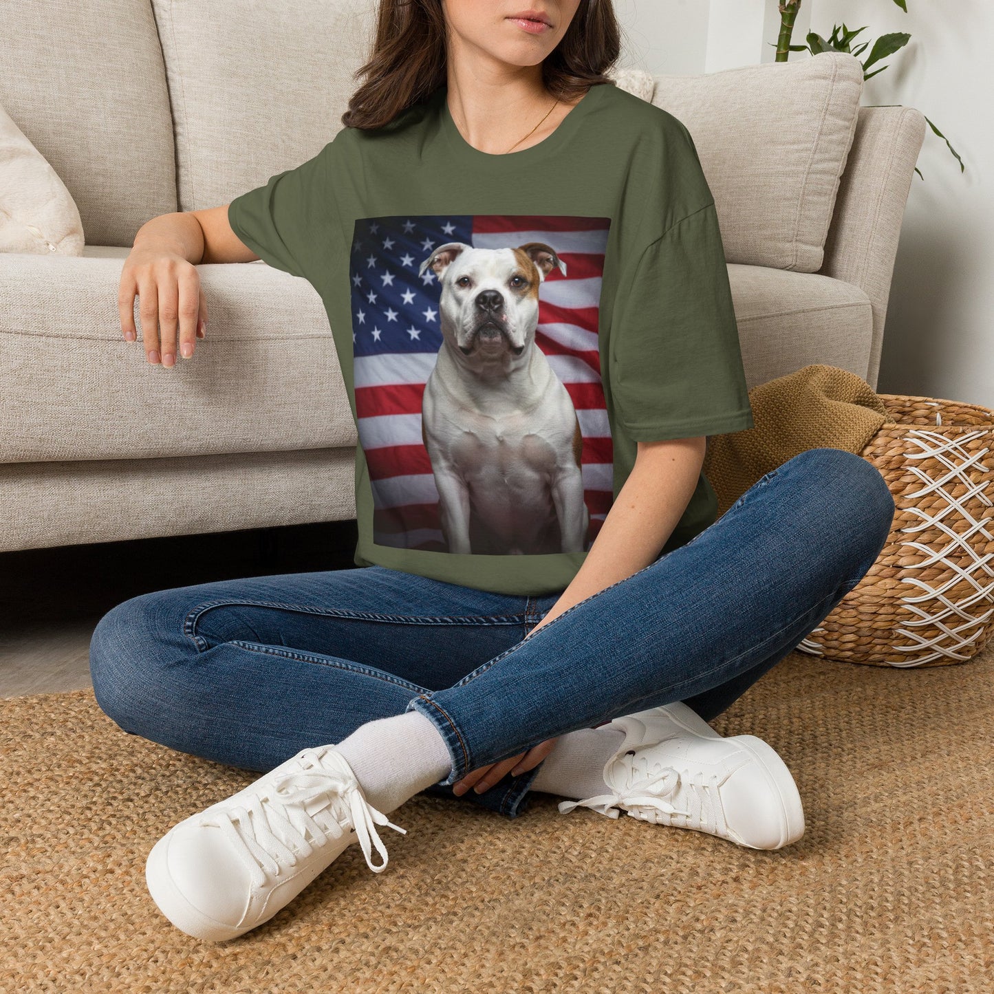 Patriotic T-Shirt — American Flag Dog Tee