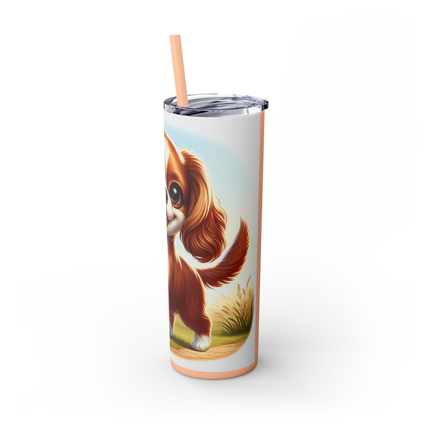 English Toy Spaniel Skinny Tumbler with Straw, 20oz
