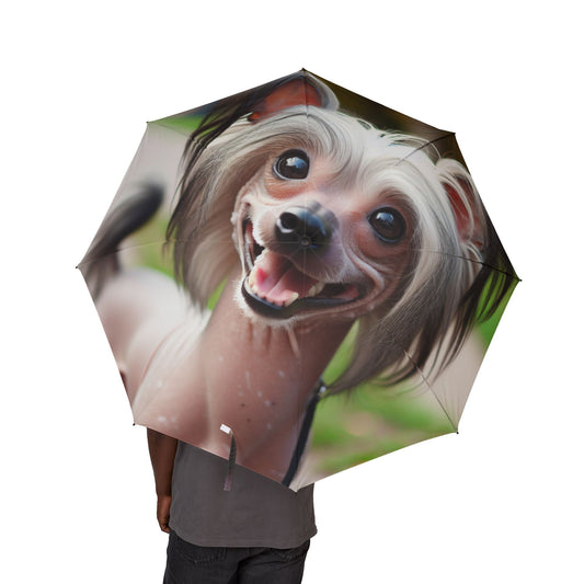 Chinese Crested Dog Semi-Automatic Foldable Umbrella