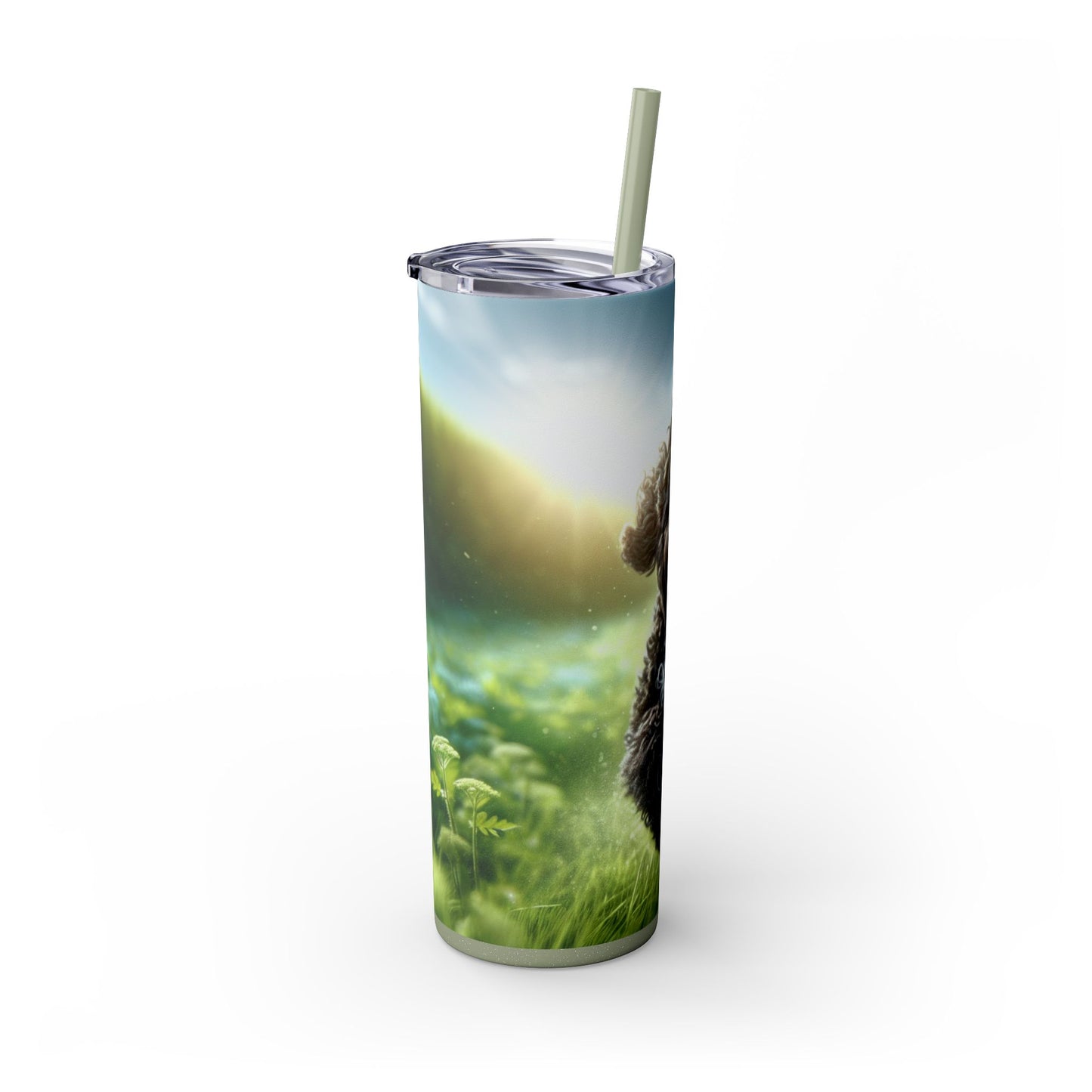 Portuguese Water Dog Skinny Tumbler with Straw, 20oz