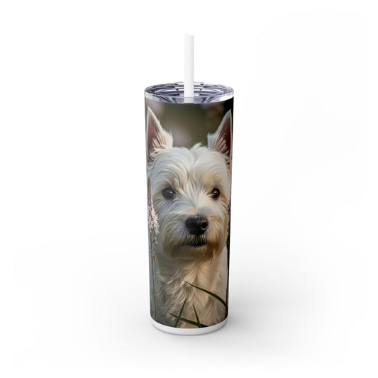 West Highland White Terrier Skinny Tumbler with Straw, 20oz
