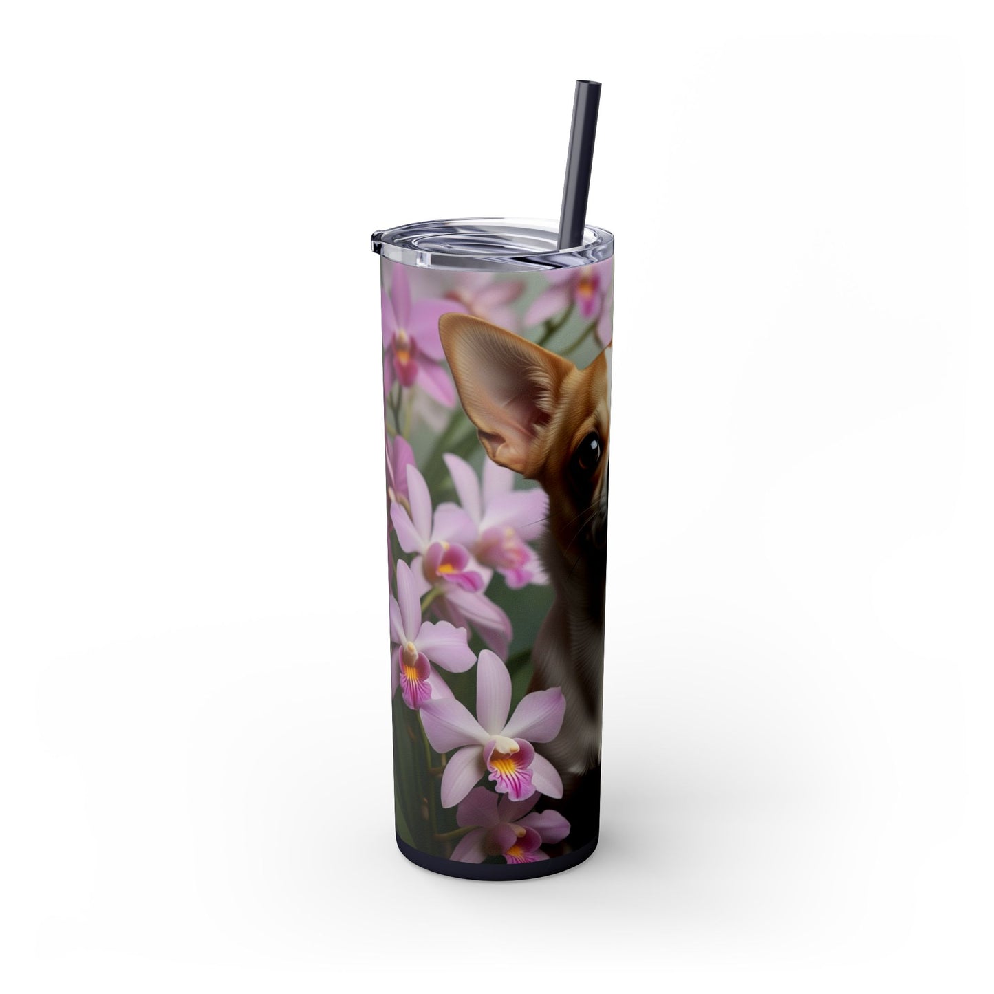 Vaso delgado con pajita para chihuahua, 20 oz