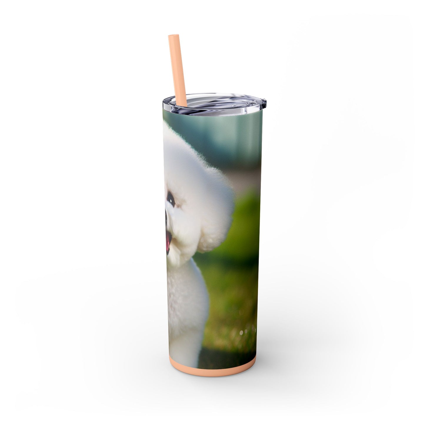 Bichon Frise Skinny Tumbler with Straw, 20oz