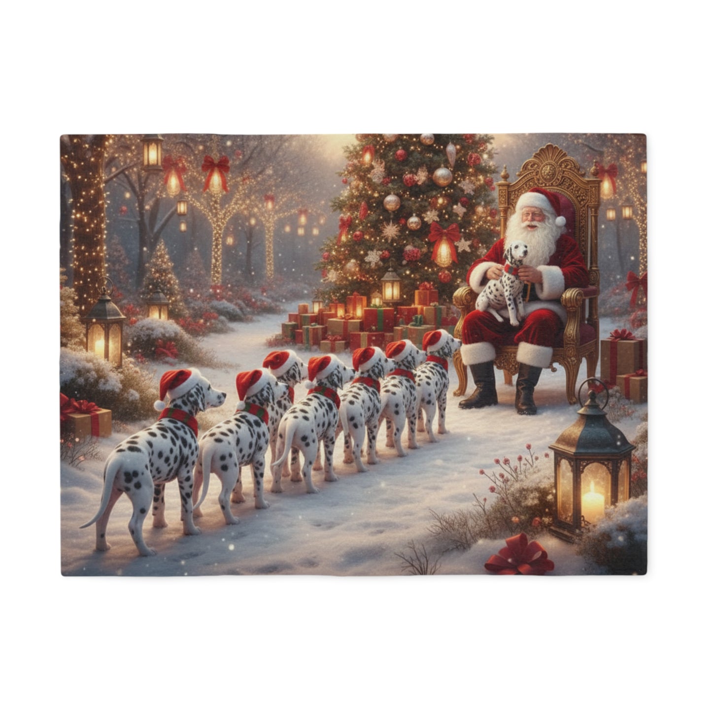 Santa and Dalmatian Puppies Blanket