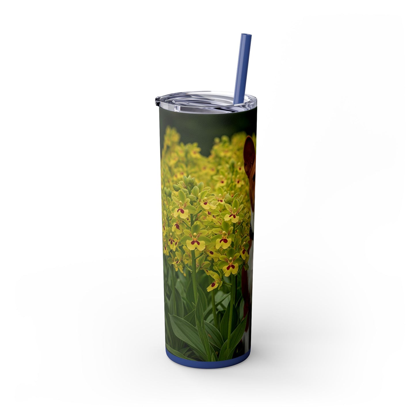 Basenji Skinny Tumbler with Straw, 20oz