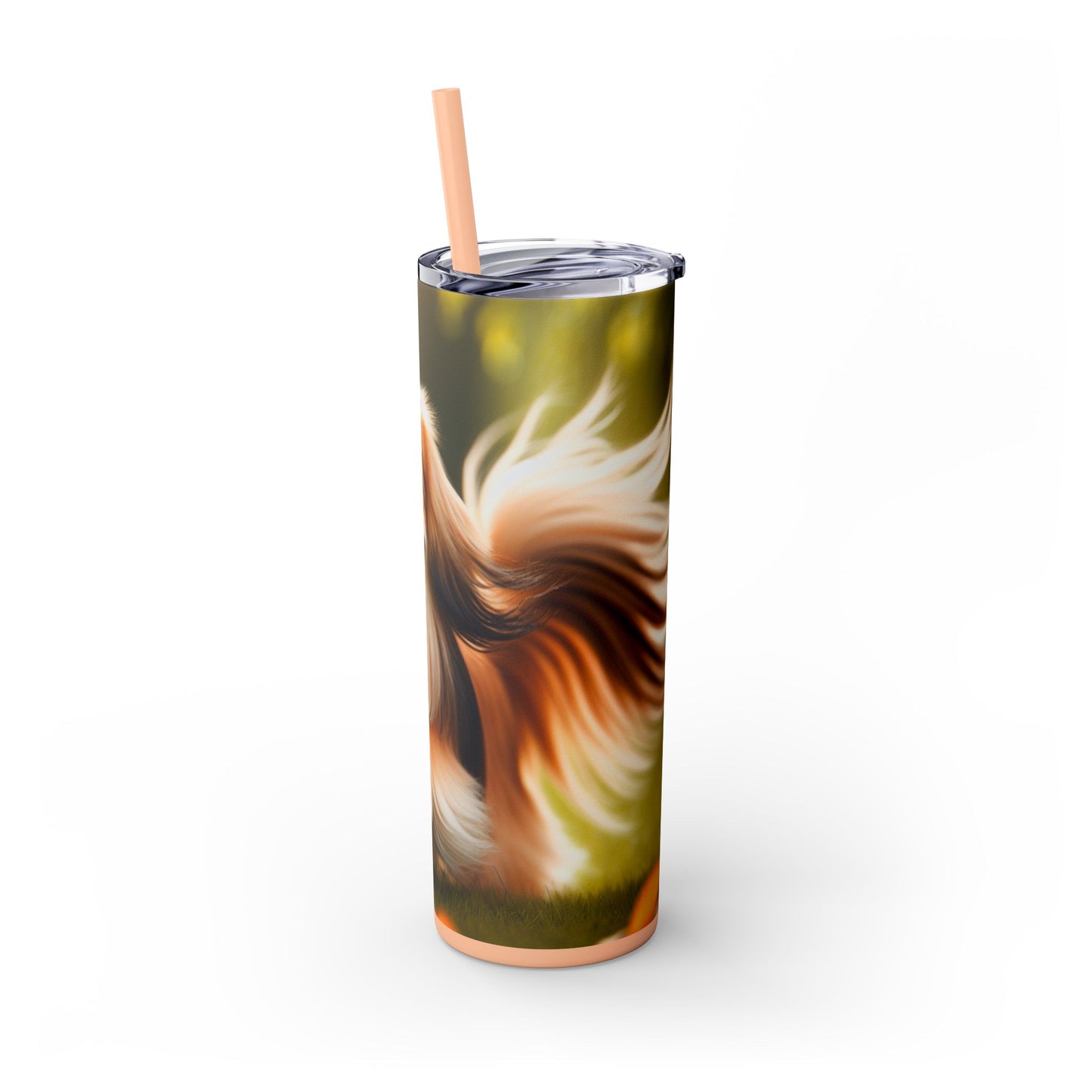 Tibetan Spaniel Skinny Tumbler with Straw, 20oz