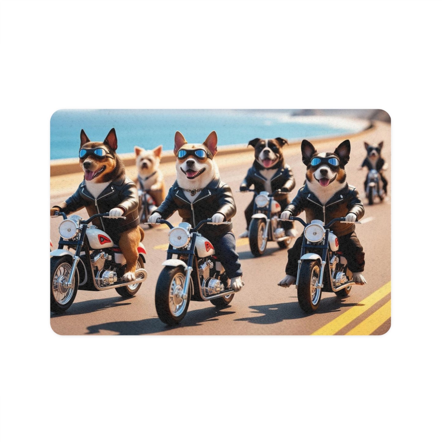 Pet Food Mat (12x18) - Biker Dogs