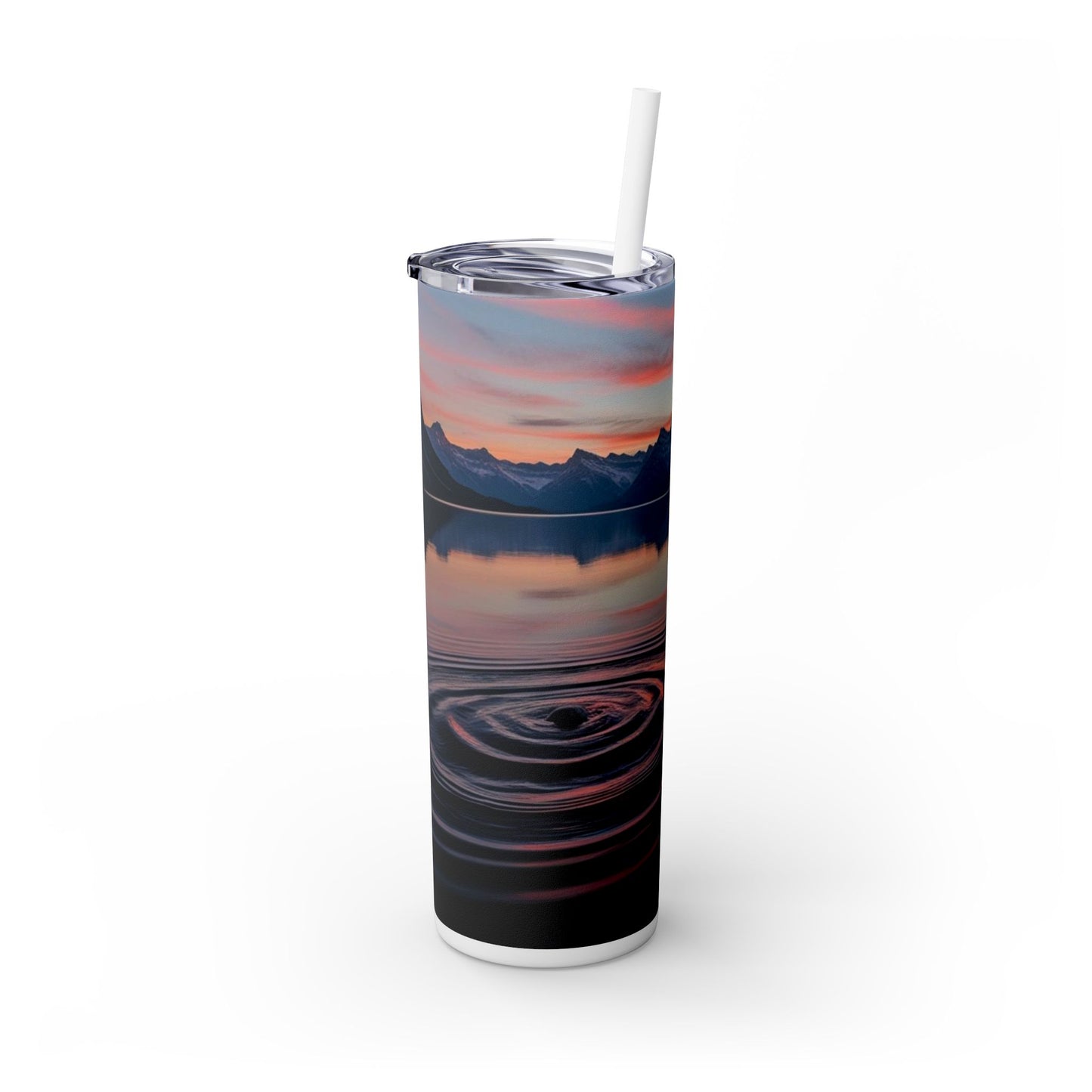 Ripple in a Mountain Lake Skinny Tumbler with Straw, 20oz