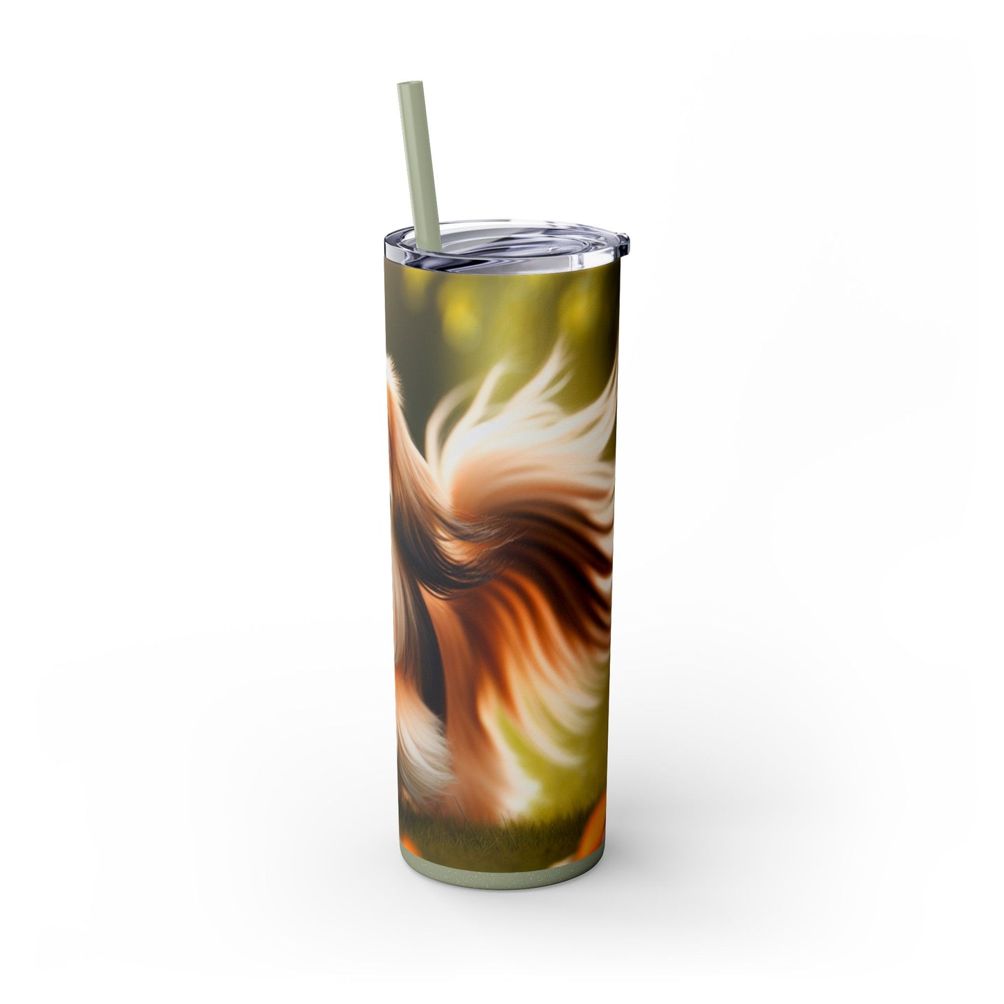 Tibetan Spaniel Skinny Tumbler with Straw, 20oz