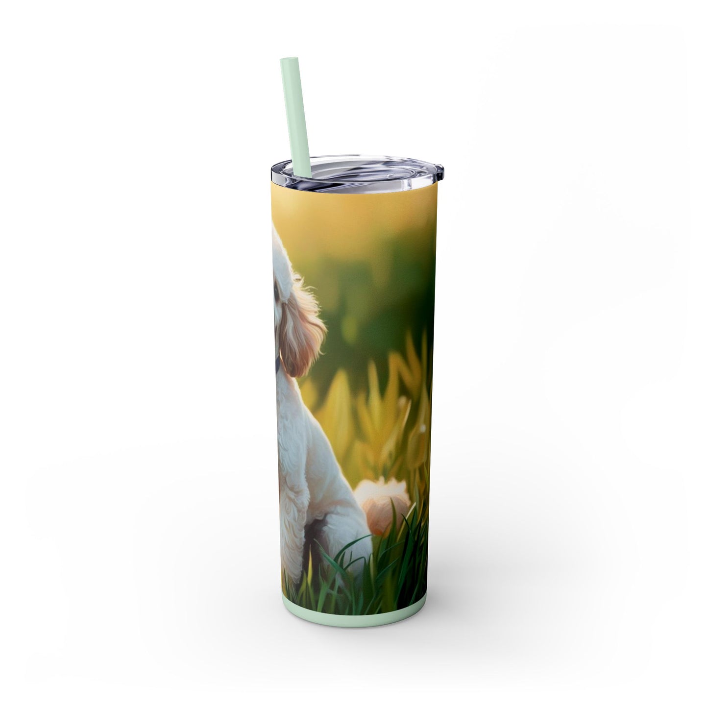 Miniature Poodle Skinny Tumbler with Straw, 20oz