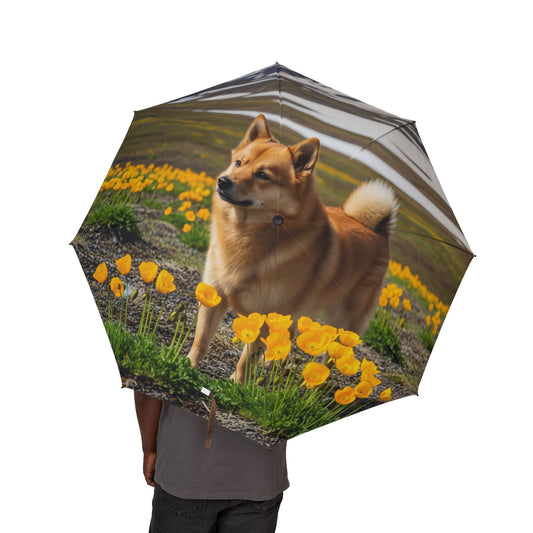 Norwegian Buhund Semi-Automatic Foldable Umbrella