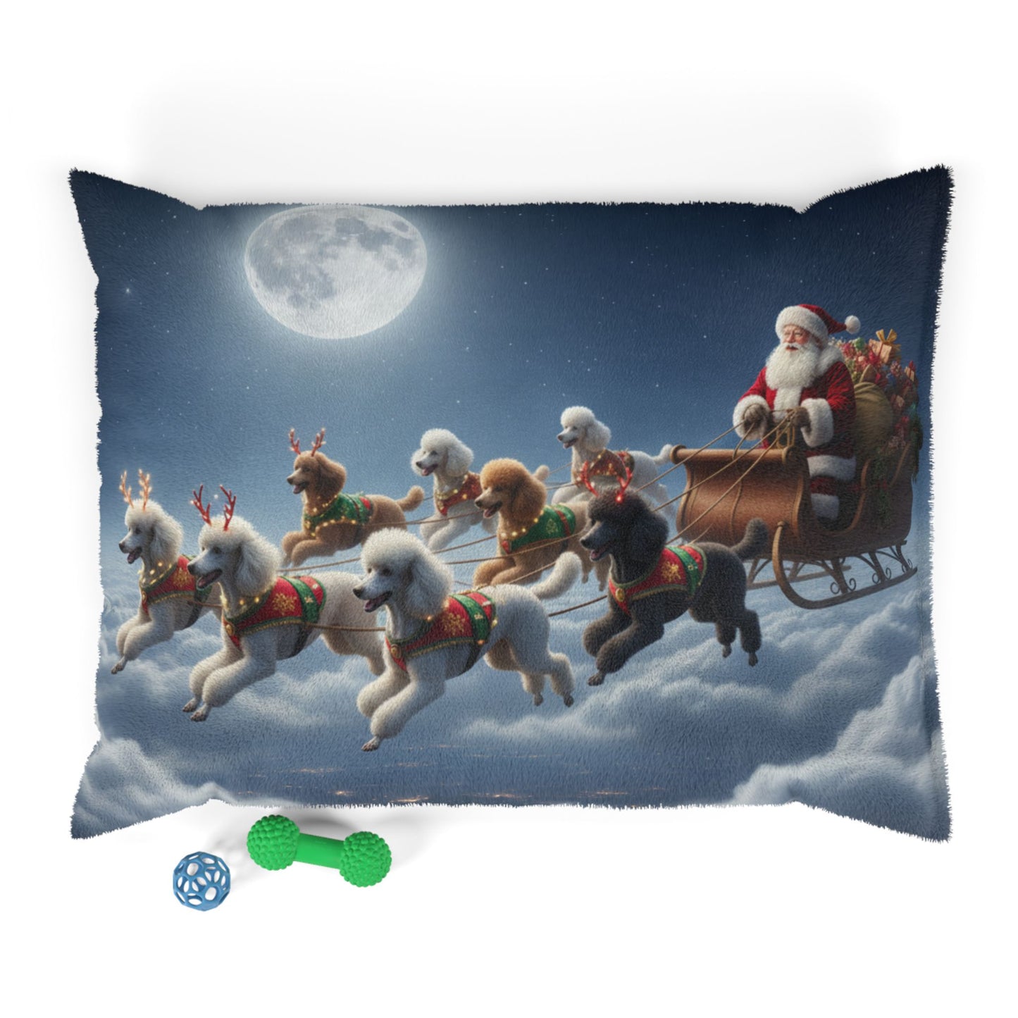 Santa's Poodle Powered Sleigh Pet Bed
