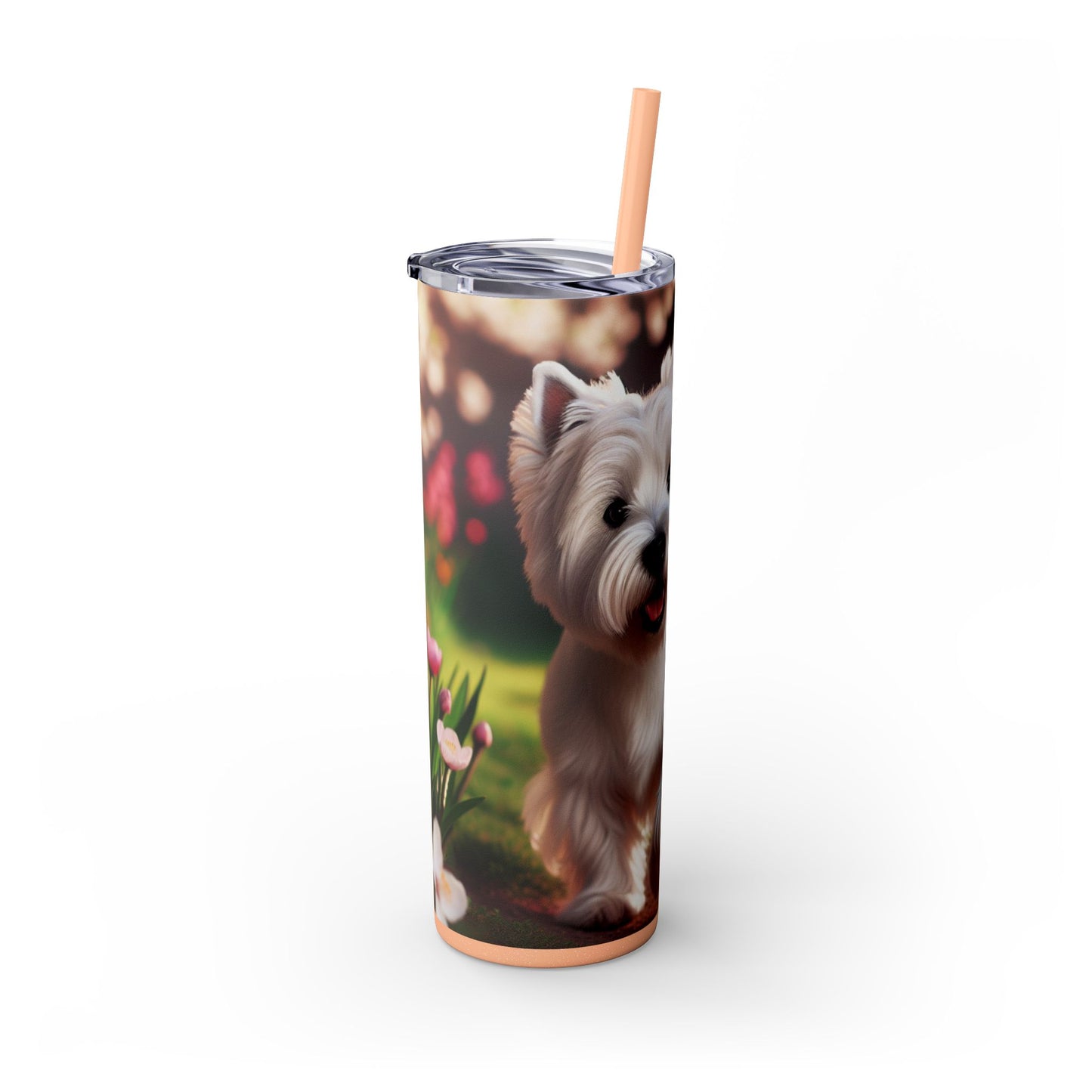 West Highland White Terrier Skinny Tumbler with Straw, 20oz