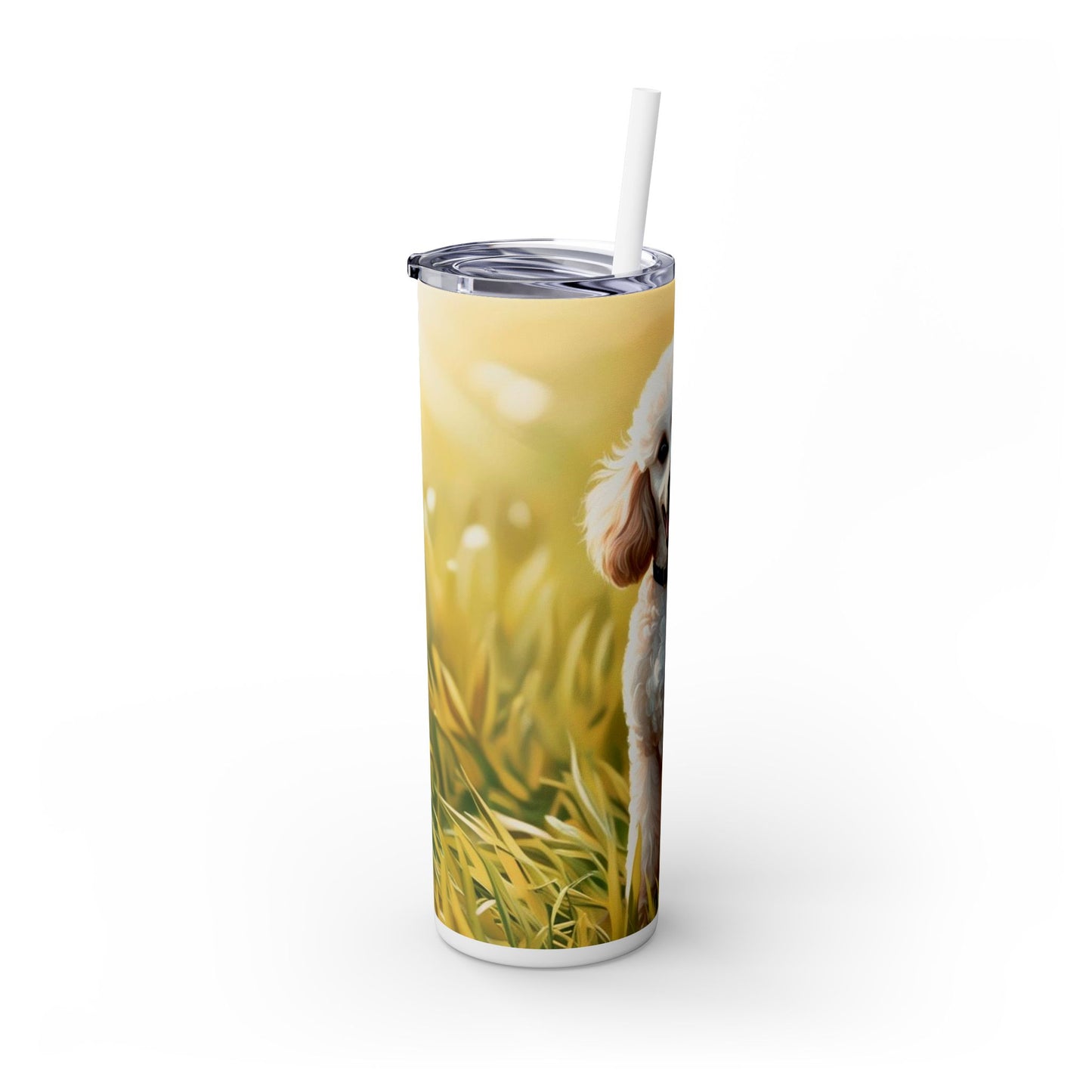 Miniature Poodle Skinny Tumbler with Straw, 20oz