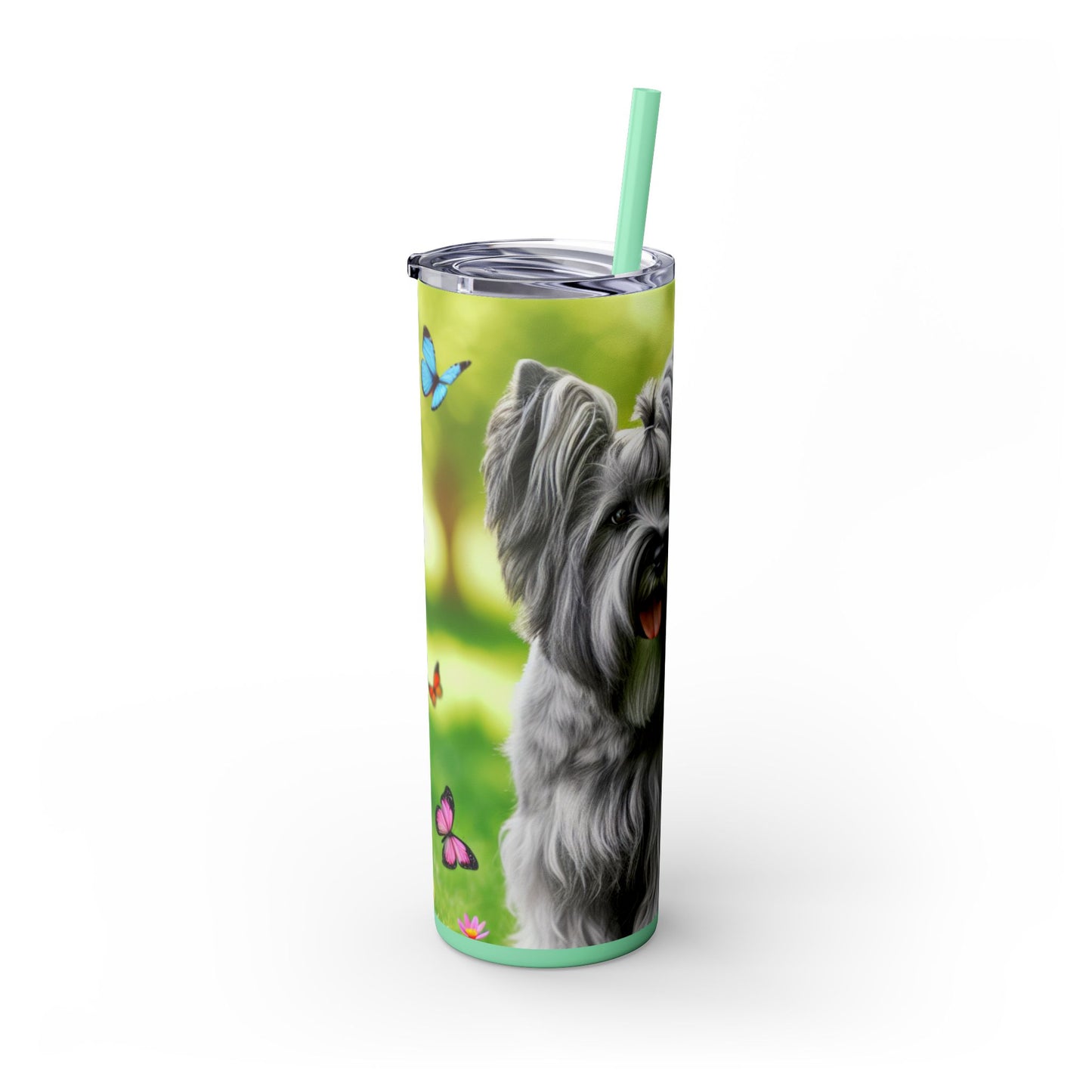 Skye Terrier Skinny Tumbler with Straw, 20oz