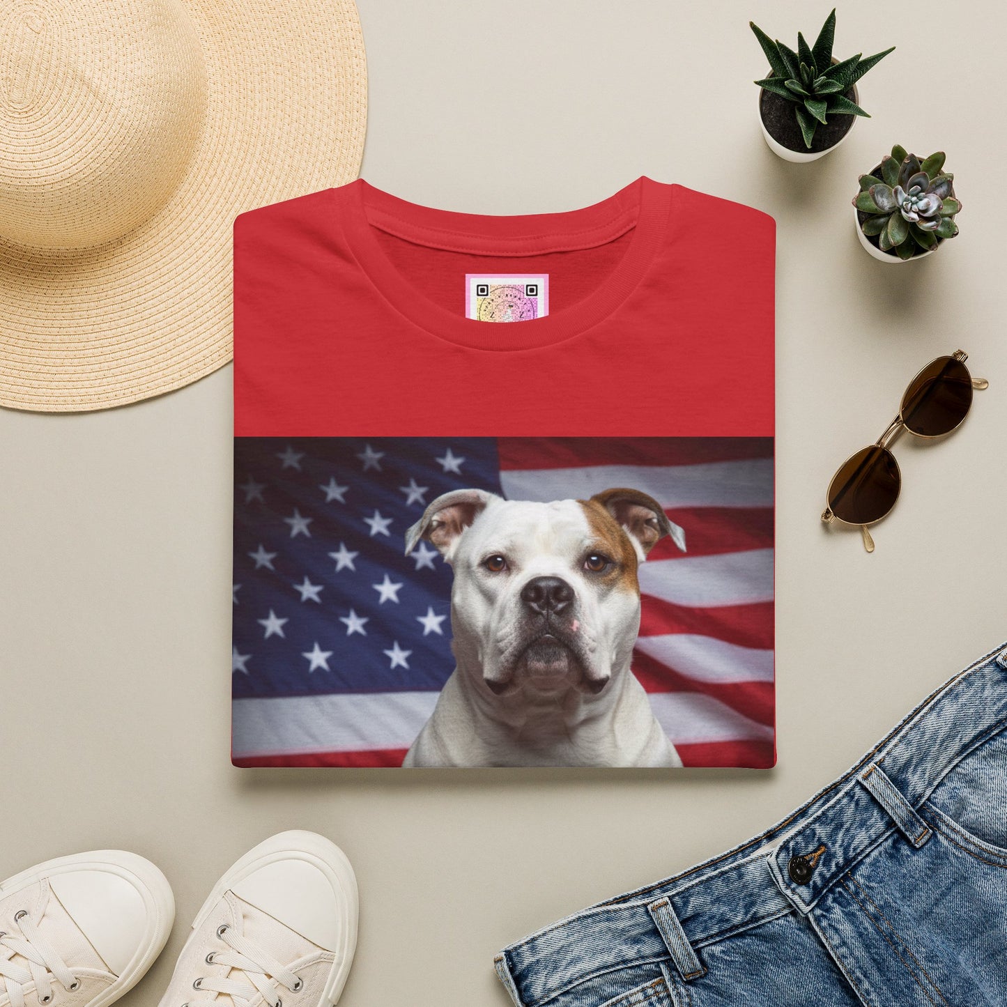 Patriotic T-Shirt — American Flag Dog Tee