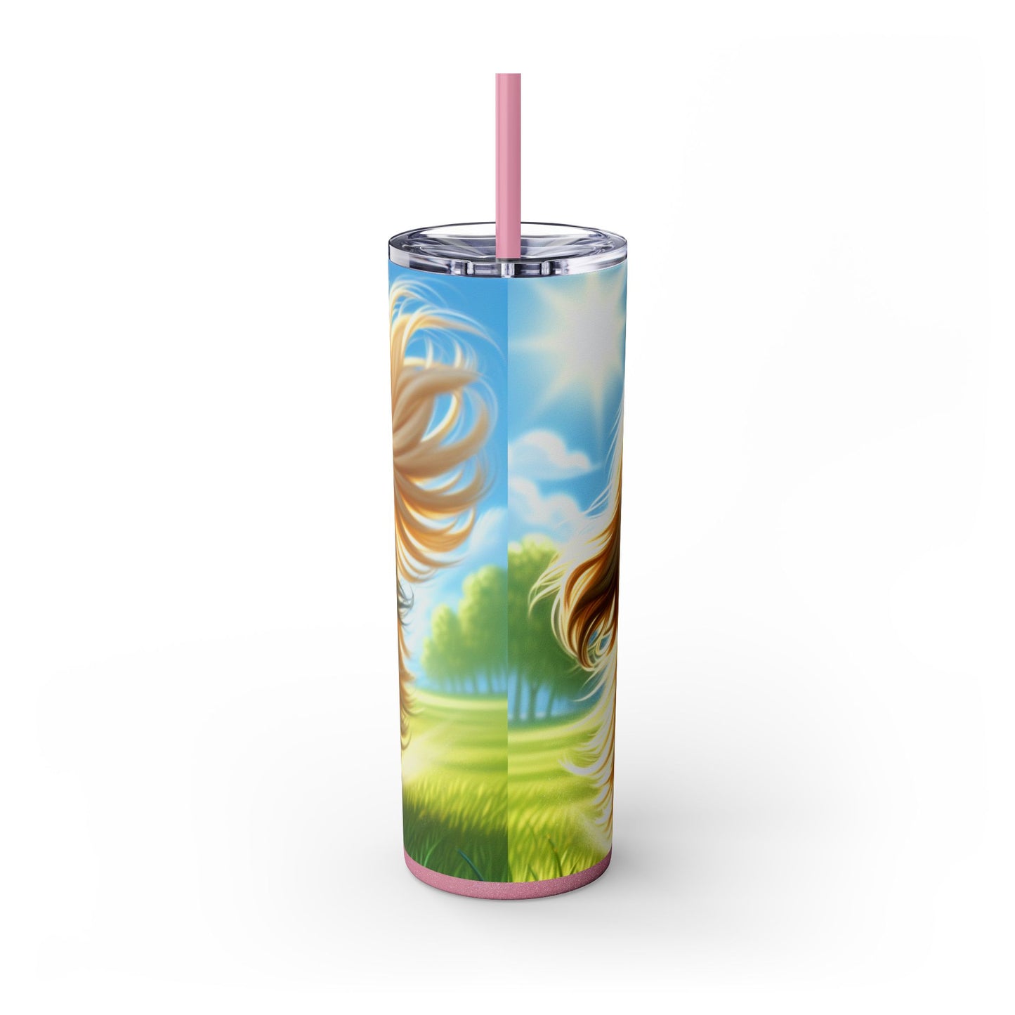 Lhasa Apso Skinny Tumbler with Straw, 20oz