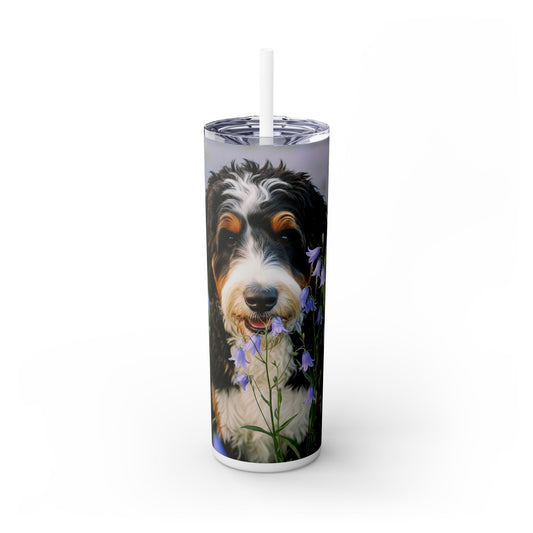 Bernedoodle Skinny Tumbler with Straw, 20oz