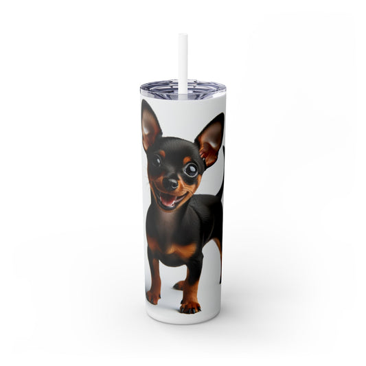 Miniature Pinscher Skinny Tumbler with Straw, 20oz
