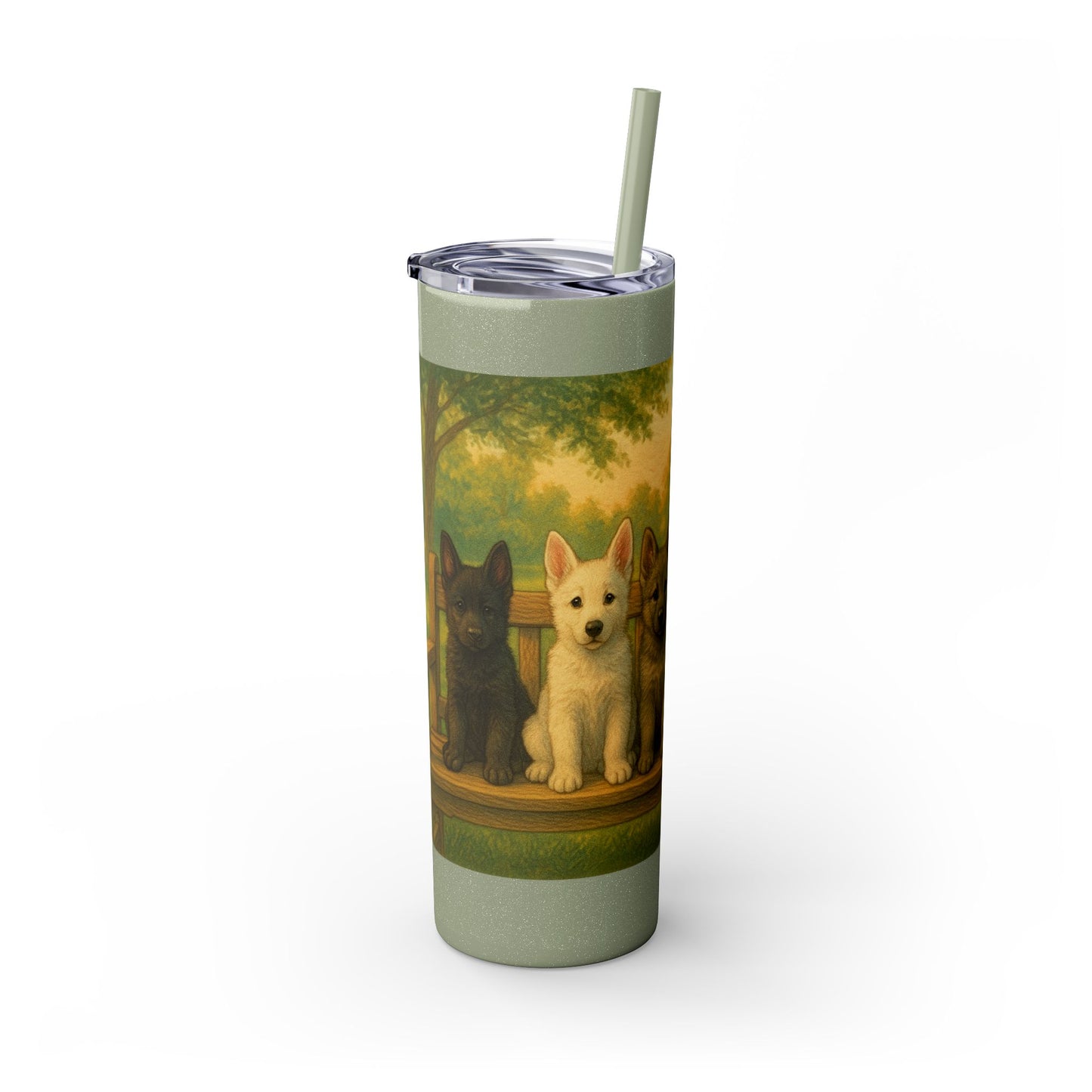 German Shepherd puppies Tumbler with Straw, 20oz