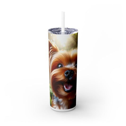 Yorkshire Terrier Skinny Tumbler with Straw, 20oz
